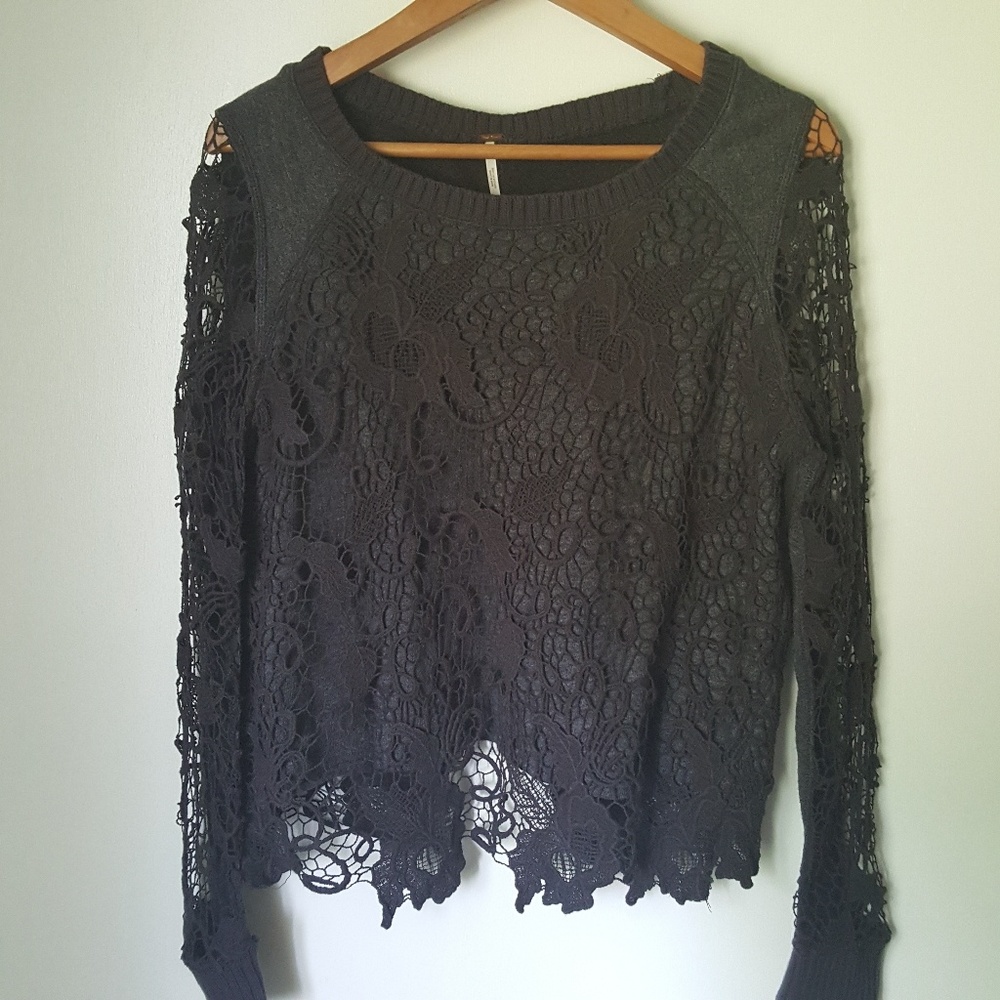 Free People Crochet/Lace Top